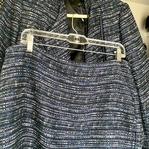 Banana Republic multi/navy blue suit jacket and pencil skirt. Size 10. Used.